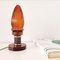 Portugiesische Space Age Rocket Orange Tischlampe aus Holz 2