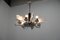 Art Deco Chandelier in Chrome, Wood and Sandblasted Glass, 1940s 8