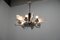 Art Deco Chandelier in Chrome, Wood and Sandblasted Glass, 1940s, Image 8