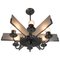 Art Deco Chandelier in Chrome, Wood and Sandblasted Glass, 1940s, Image 12