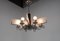 Art Deco Chandelier in Chrome, Wood and Sandblasted Glass, 1940s, Image 3