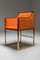 Messing und Orangefarbene Samt Stühle von Maison Jansen 16
