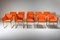 Messing und Orangefarbene Samt Stühle von Maison Jansen 6