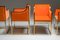 Messing und Orangefarbene Samt Stühle von Maison Jansen 9