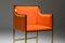 Messing und Orangefarbene Samt Stühle von Maison Jansen 13
