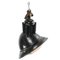 Vintage French Industrial Black Enamel & Clear Glass Pendant Lamp 4