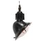 Vintage French Industrial Black Enamel & Clear Glass Pendant Lamp 1