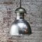 Vintage French Industrial Silver Metal Pendant Light, Image 4
