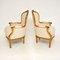 Antike französische Armlehnstühle aus vergoldetem Holz, 2er Set 3