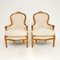 Antike französische Armlehnstühle aus vergoldetem Holz, 2er Set 2