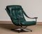 Modernes Design Drehstuhl aus grünem Leder & Chrom von Göte Mobler, 1960er 1