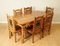 Light Brown Solid Hardwood Dining Table & Chairs, Set of 7 1