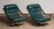 Modern Design Oxford Green Leather and Chrome Swivel Chairs from Göte Mobler, Set of 2 1