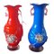 Murano Vases with Intense Blue and Red, Set of 2 1