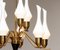 Swedish Brass Chandelier with White Frosted Organic Glass Vases from Asea, 1960s, Image 3