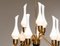 Swedish Brass Chandelier with White Frosted Organic Glass Vases from Asea, 1960s, Image 2