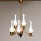 Swedish Brass Chandelier with White Frosted Organic Glass Vases from Asea, 1960s, Image 7