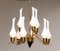 Swedish Brass Chandelier with White Frosted Organic Glass Vases from Asea, 1960s 5