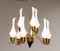 Swedish Brass Chandelier with White Frosted Organic Glass Vases from Asea, 1960s, Image 5