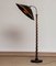 Art Nouveau Spiral Wood Floor Lamp with Brown Satin Shade, 1940s 5