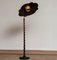 Art Nouveau Spiral Wood Floor Lamp with Brown Satin Shade, 1940s 1