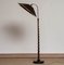 Art Nouveau Spiral Wood Floor Lamp with Brown Satin Shade, 1940s 11