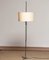 Modernist Italian Chrome and Grass-Cloth Star Base Adjustable Floor Lamp, 1970s, Image 1