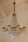 Empire Style Chiseled Brass & Crystal Drops Chandelier with 12 Lights, 1940s 1