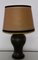 Table Lamp with Green Patinated Brass Base & Parchment Shade with Brown Border, 1930s, Image 2
