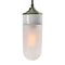 Vintage Industrial White Porcelain & Frosted Glass Brass Pendant Light, Image 2