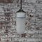 Vintage Industrial White Porcelain & Frosted Glass Brass Pendant Light, Image 7