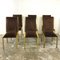 Mid-Century Dining Chairs with Brass Structure, 1970s, Set of 6 3