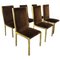 Mid-Century Dining Chairs with Brass Structure, 1970s, Set of 6 2