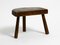 Small Mid-Century Solid Wood Low Milking Stool 13