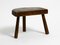 Small Mid-Century Solid Wood Low Milking Stool, Image 13