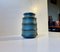 Striped Petrol Blue Ceramic Vase by Knabstrup, 1960s 1