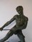 Art Deco Green Patinated Metal and Marble Sculpture of Man Pulling Stone from Ucra, France 10