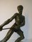 Art Deco Green Patinated Metal and Marble Sculpture of Man Pulling Stone from Ucra, France 5