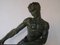 Art Deco Green Patinated Metal and Marble Sculpture of Man Pulling Stone from Ucra, France, Image 2