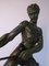 Art Deco Green Patinated Metal and Marble Sculpture of Man Pulling Stone from Ucra, France, Image 6