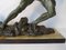 Art Deco Green Patinated Metal and Marble Sculpture of Man Pulling Stone from Ucra, France 7