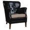 Danish Cabinetmaker Club Chair in Original Black Leather, 1940s, Image 1
