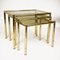 Brass Plated Bamboo & Smoked Glass Nesting Tables, 1970s, Set of 3 1