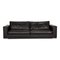 Black Leather Three-Seater Forrest Couch from Rivolta 1