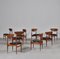 Danish Modern Teak and Black Leather Dining Chairs by Inge Rubino, 1963, Set of 8 2