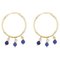 Modern Blue Glass Pearls 18 Karat Yellow Gold Hoop Earrings 1