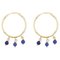 Modern Blue Glass Pearls 18 Karat Yellow Gold Hoop Earrings, Image 1