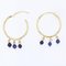 Modern Blue Glass Pearls 18 Karat Yellow Gold Hoop Earrings 3