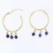 Modern Blue Glass Pearls 18 Karat Yellow Gold Hoop Earrings, Image 3