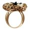 Onyx Diamonds Emeralds Sapphires Pearls 9 Karat Rose Gold and Silver Flower Ring 4